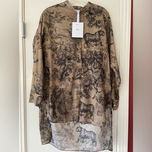 Dior Beige and Black Toile de Jouy Cotton long Shirt